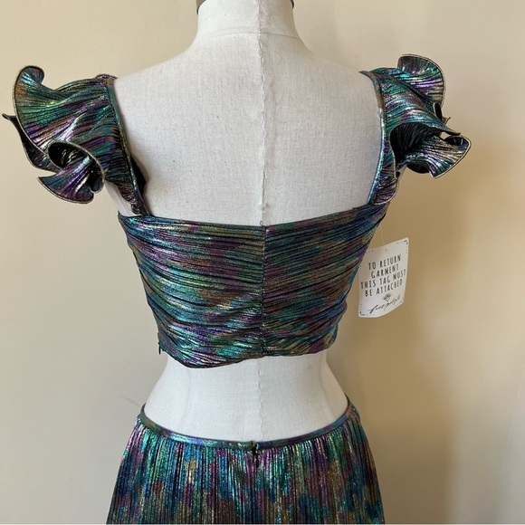 New! Set! Saylor x free people Gianna Top and Skirt metallic nwot 17233 - Picture 10 of 16